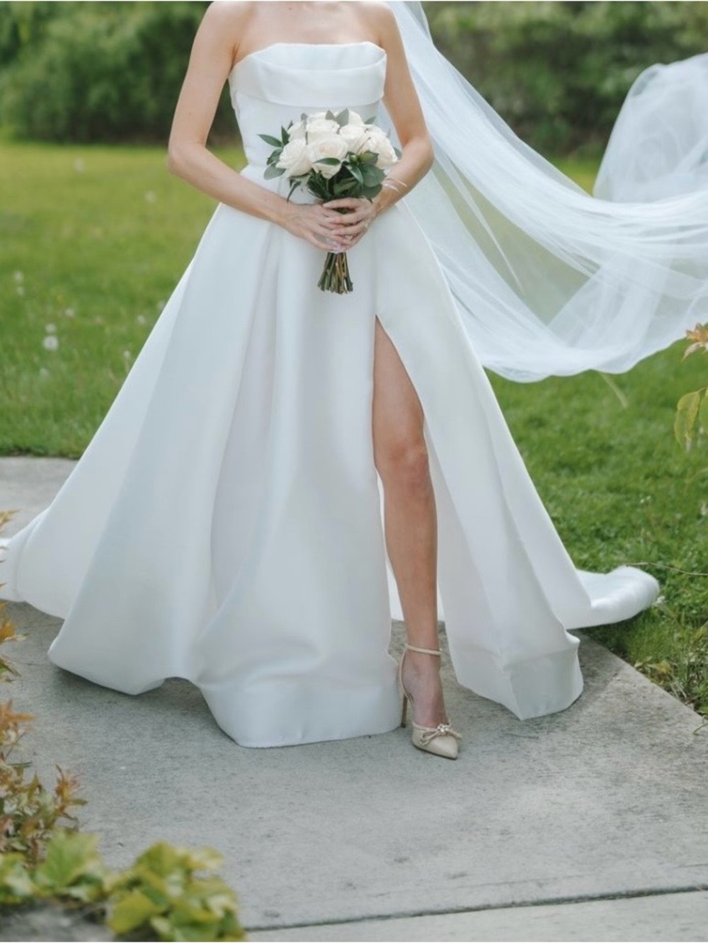 Martina Liana Strapless White Bridal Gown with High Slit